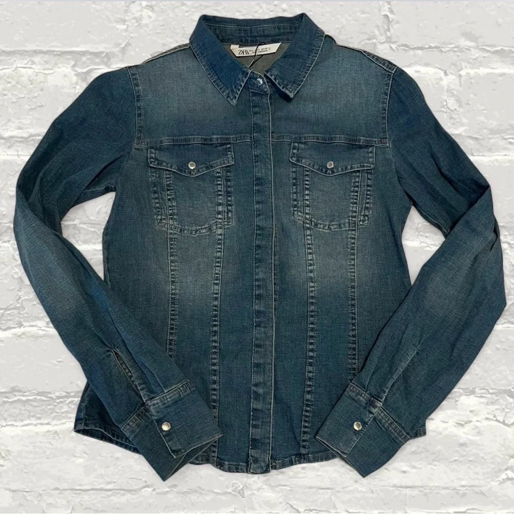 Zara denim button up shirt - Picture 1 of 3